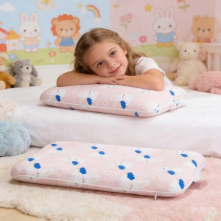 Toddler Latex Pillows with Removable Cotton Pillowcase Ergonomic Design Toddler Pillows for Sleeping Neck Pillow Kids Pillows