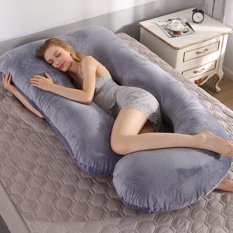 U Shaped Full Body Maternity Pillow with Removable Cover - Support for Back, Legs, Belly, HIPS for Pregnant Women, 57 Inch Pregnancy Pillow for Women, Grey